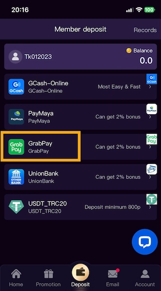 Step 1: choose GrabPay.