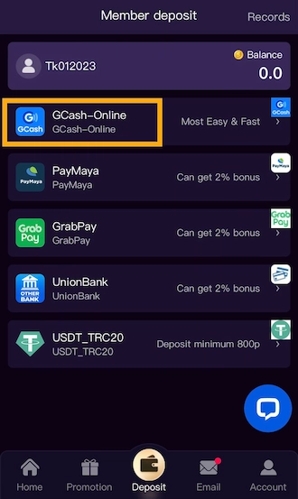 Step 1: select GCash.